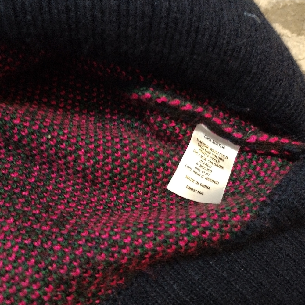 Crown Ivy Long Sleeve Pink and Navy Blue Plaid Button Front Cardigan - Picture 6 of 6